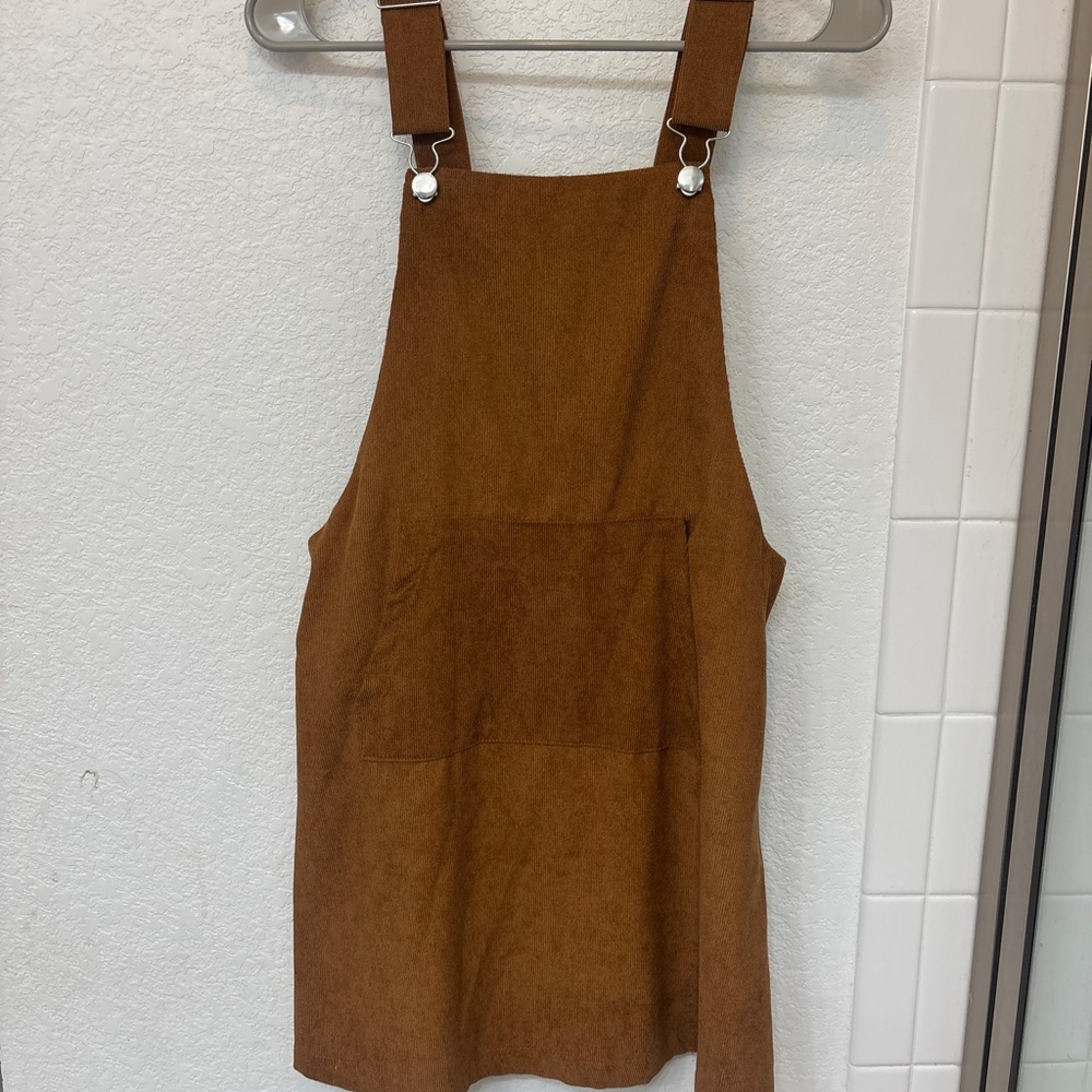SHEIN Tan Corduroy Overall dress
